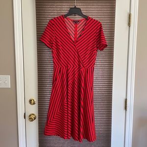 Lands End Dress- Red Navy Stripe
